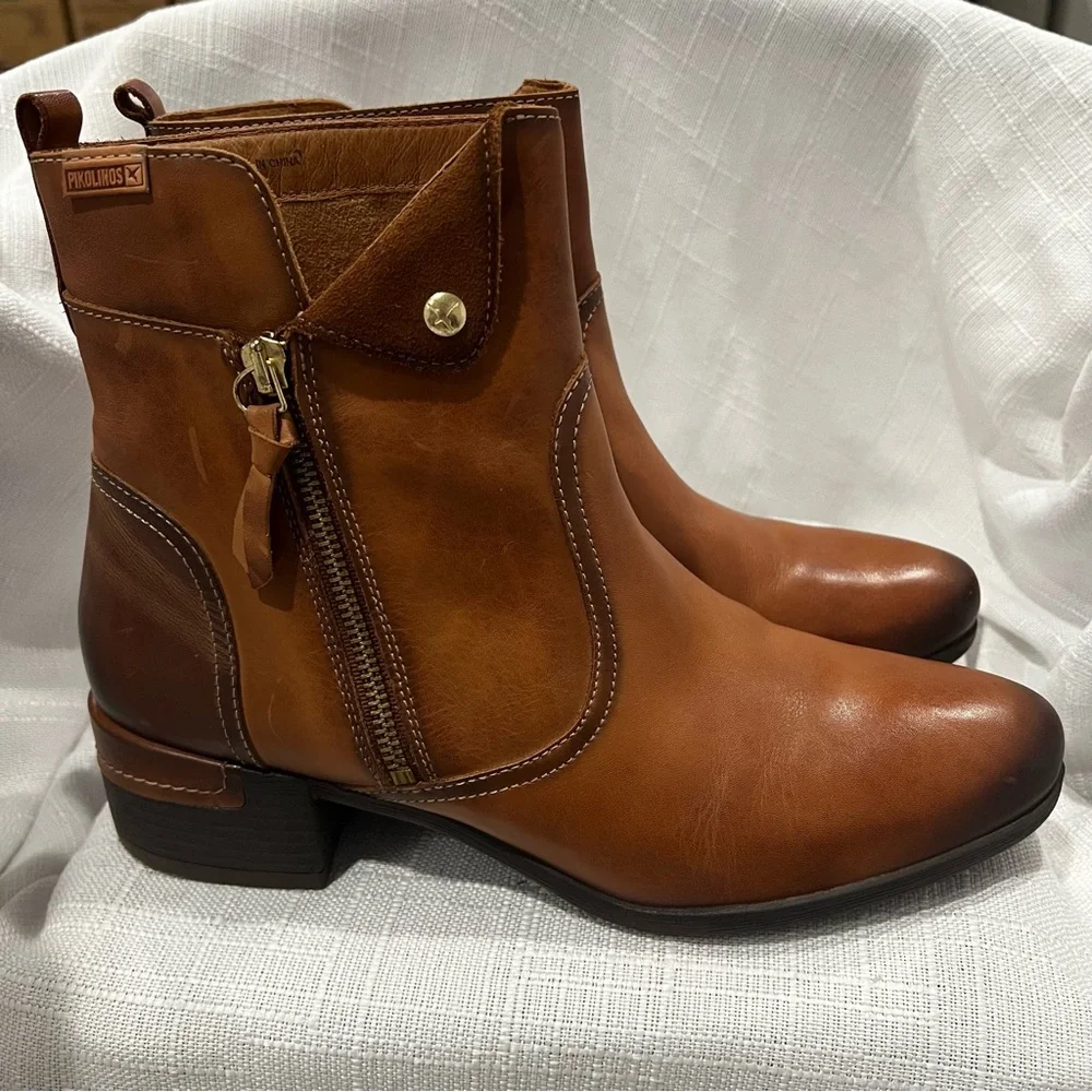 Pikolinos Malaga W6W Leather Bootie Brandy Ankle Boots EU 42/US 11 11.5 EUC Shoe - Picture 2 of 14
